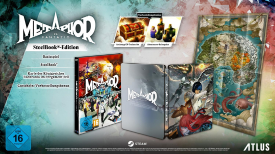 Metaphor ReFantazio Steelbook Edition (deutsch spielbar) (AT PEGI) (PC) inkl. Archetyp-EP-Truhen Set DLC / Abenteurer-Reisepaket DLC [Code in a Box]