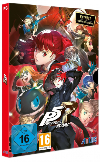 Persona 5 Royal (deutsch spielbar) (AT PEGI) (PC) [Code in a Box] inkl. 3 exklusive Karten mit Artwork