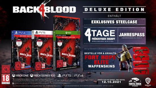 Back 4 Blood Deluxe Steelbook Edition [uncut] (deutsch) (AT PEGI) (PS4) inkl. Fort Hope Elite-Waffenskins / 3 DLC