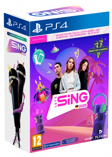 Let's Sing 2025 German Version + 2 Mikrofone (deutsch spielbar) (AT PEGI) (PS4)