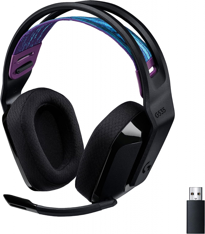 Logitech G535 LIGHTSPEED kabelloses Gaming-Headset – Flip-Stummschaltung, Stereo, kompatibel mit PC, PS4, PS5, wiederaufladbar über USB – Schwarz (981-000972)