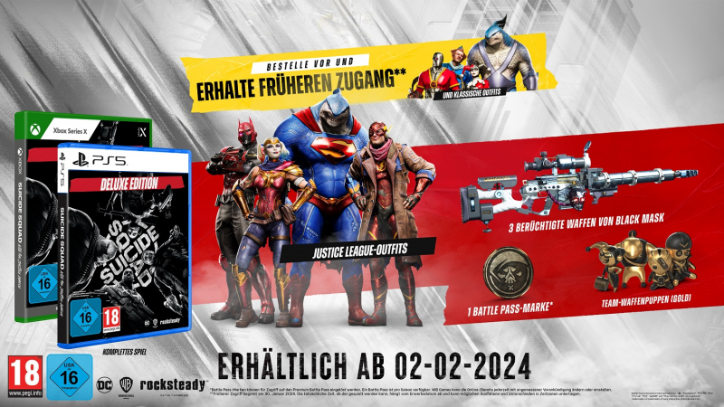 Suicide Squad Kill the Justice League Deluxe Edition [uncut] (deutsch spielbar) (AT PEGI) (PS5) inkl. Klassische Outfits DLC / 3 Tage Early-Access / Battle Pass / usw.