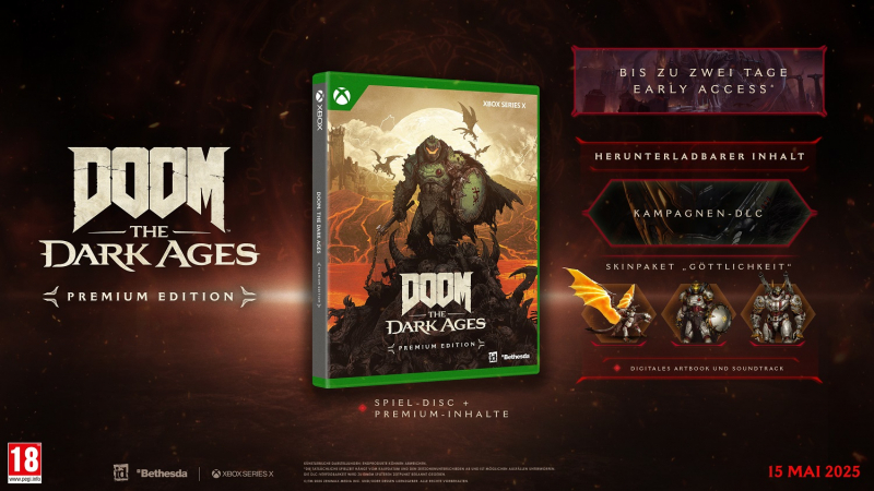 DOOM The Dark Ages Premium Edition [uncut] (deutsch spielbar) (AT PEGI) (XBOX Series X) inkl. Void Doom Slayer Skin / Early Access / Champion DLC / usw.